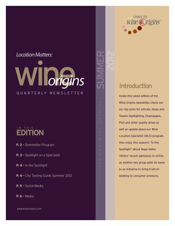 NEW CLASS OF WINE LOCATION SPECIALISTS - Wine Origins