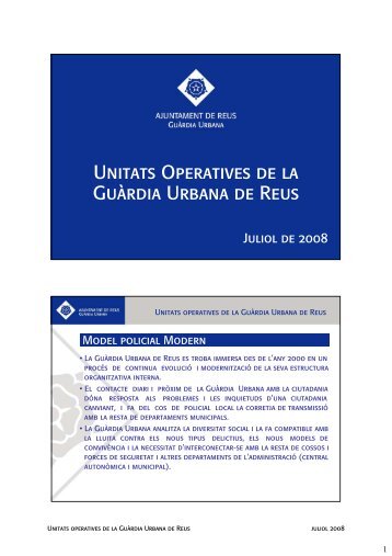 Unitats Operatives de la GuÃ rdia Urbana de Reus - Ajuntament de ...