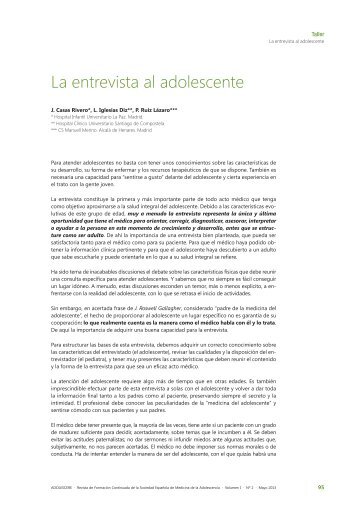 La entrevista al adolescente - Sociedad EspaÃ±ola de Medicina del ...