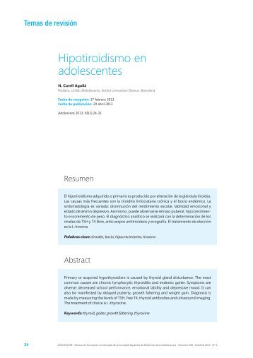 Hipotiroidismo en adolescentes - Sociedad EspaÃ±ola de Medicina ...