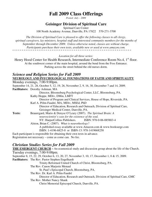 Fall 2009 Class Offerings - CMSU Program