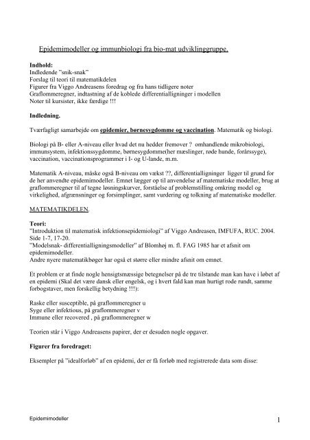 Epidemimodeller og immunbiologi - Uvmat.dk