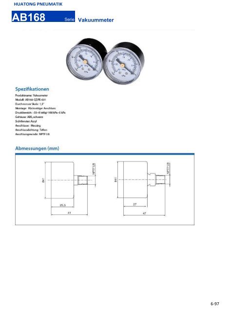 HUATONG Pneumatik Katalog Teil6: Vakuumtechnologie DEUTSCH