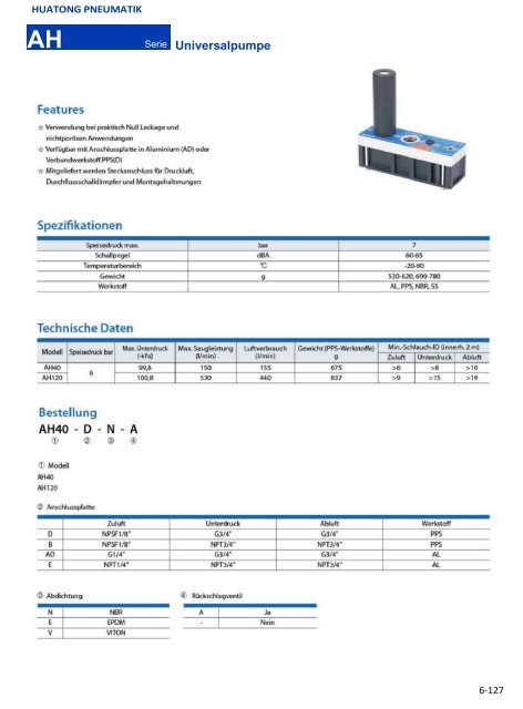 HUATONG Pneumatik Katalog Teil6: Vakuumtechnologie DEUTSCH