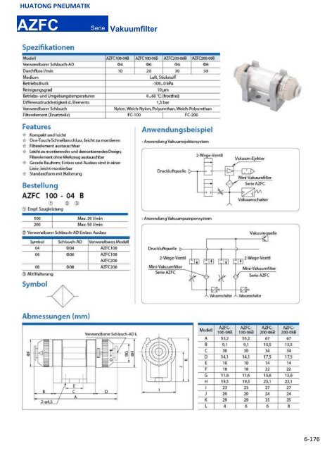 HUATONG Pneumatik Katalog Teil6: Vakuumtechnologie DEUTSCH