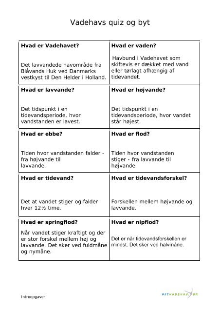 Vadehavs quiz og byt - Mit Vadehav