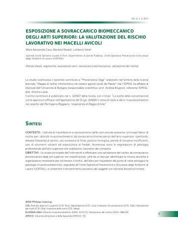 Testo completo pdf - Prevenzione Oggi - Ispesl