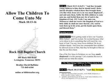 Allow The Children To Come Unto Me - Bibleteacher.org