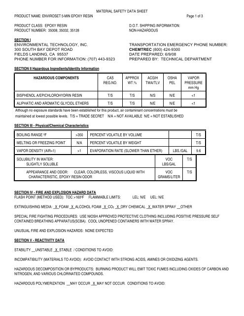 Epoxy Resins - Chemical Safety Facts