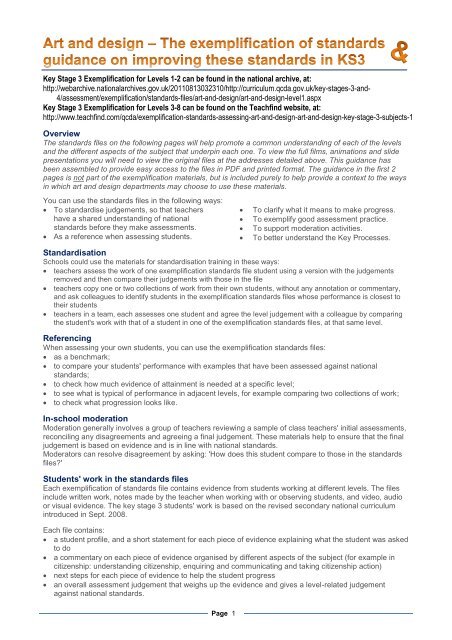 Art and design exemplification standards file level 1 - The National ...