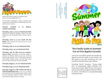 The Family Guide to Summer Fun at First Baptist Cornelia