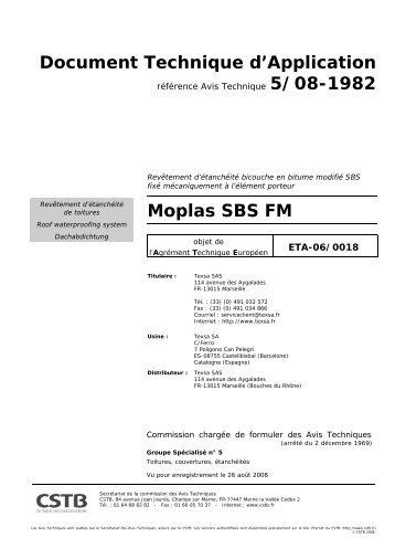 Document Technique d'Application Moplas SBS FM - Texsa