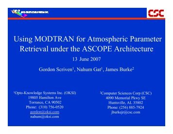Using MODTRAN for Atmospheric Parameter Retrieval ... - Techexpo