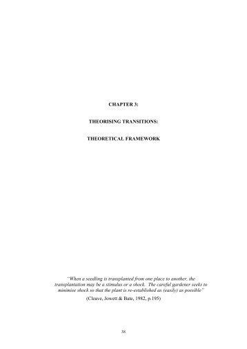 THEORISING TRANSITIONS: THEORETICAL FRAMEWORK