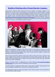 Benefits of Working with a Private Detective Company