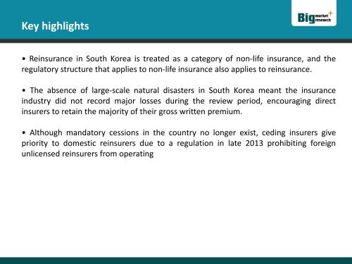 Economic Performance Of Reinsurance in South Korea