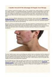 Consider Several Of The Advantages Of Organic Acne Therapy