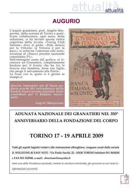 n .1 - gennaio-marzo 2009 - Associazione Nazionale Granatieri di ...