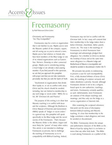Freemasonry - Brethren in Christ Church
