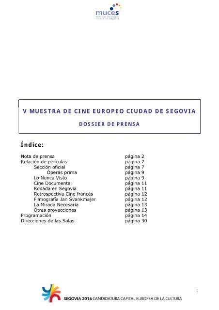 Dossier de prensa V Muestra de Cine Europeo Ciudad ... - Dospassos