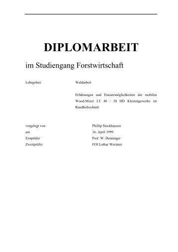 DIPLOMARBEIT - Wood-Mizer Sägewerke Vertriebs GmbH