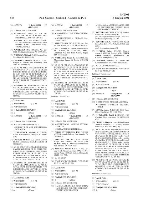 PCT/2001/3 : PCT Gazette, Weekly Issue No. 3, 2001 - WIPO