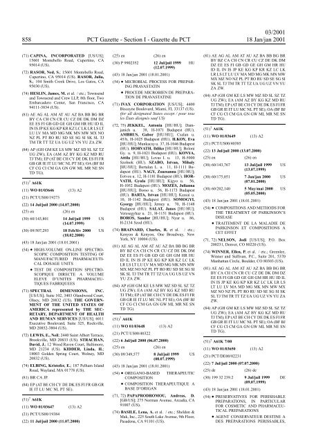 PCT/2001/3 : PCT Gazette, Weekly Issue No. 3, 2001 - WIPO