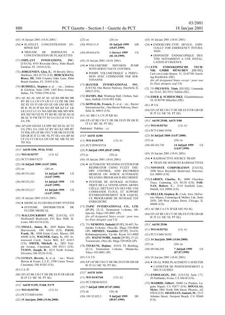 PCT/2001/3 : PCT Gazette, Weekly Issue No. 3, 2001 - WIPO