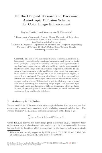 On the Coupled Forward and Backward Anisotropic Diffusion ...