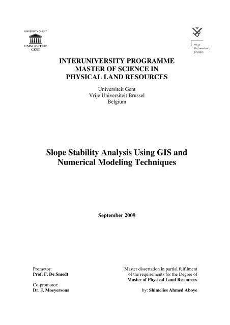 Slope Stability Analysis Using GIS and Numerical Modeling ...
