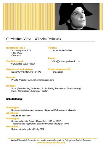 Curriculum Vitae â€“ Wilhelm Prainsack  - wilhelmprainsack.com