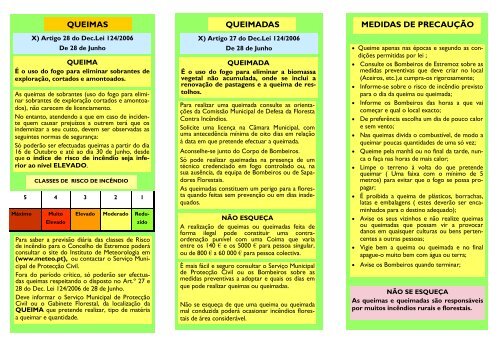 Folheto - Queimas e Queimadas - CÃ¢mara Municipal de Estremoz