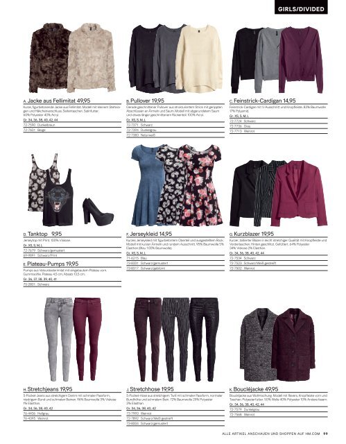 H&M Katalog Herbst MOde