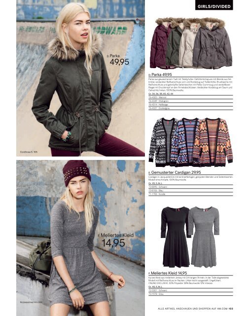 H&M Katalog Herbst MOde