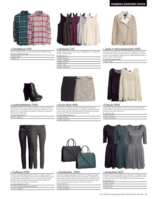 H&M Katalog Herbst MOde