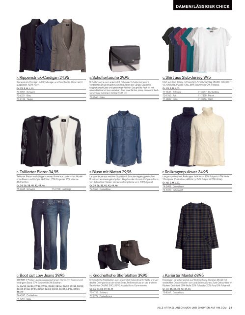 H&M Katalog Herbst MOde