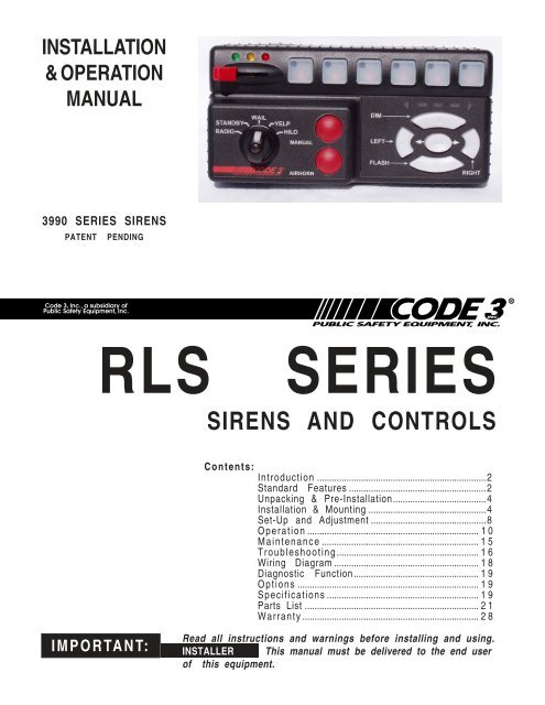 3990 series sirens - Code 3 Public Safety Equipment