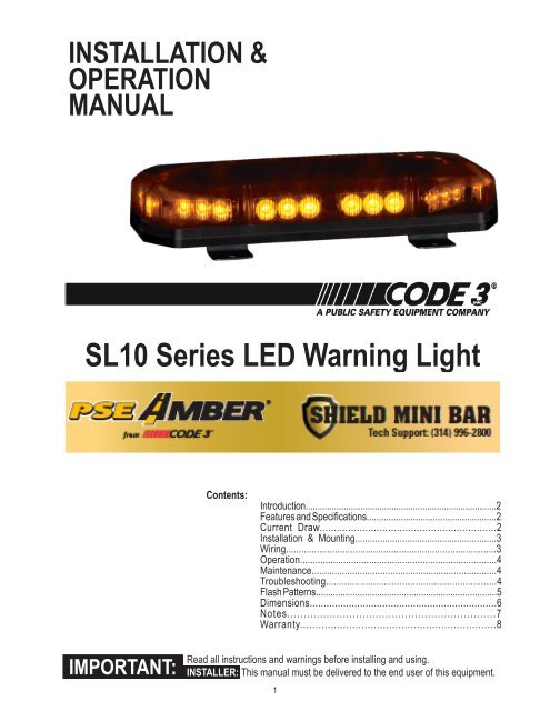 SL10 Series LED Warning Light - Code 3 Public Safety Equipment