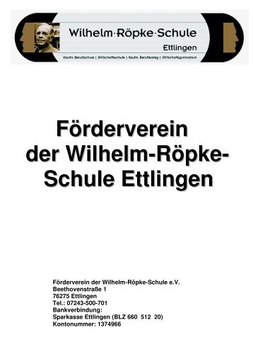 Förderverein der Wilhelm-Röpke- Schule Ettlingen