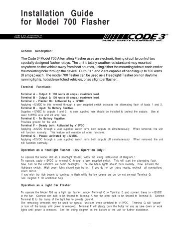 Installation Guide for Model 700 Flasher - Code 3 Public Safety ...