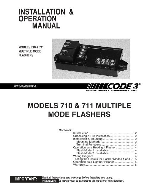 710 and 711 Flashers Installation Guide - Code 3 Public Safety ...