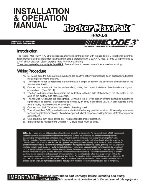 440L6 Installation Guide - Code 3 Public Safety Equipment