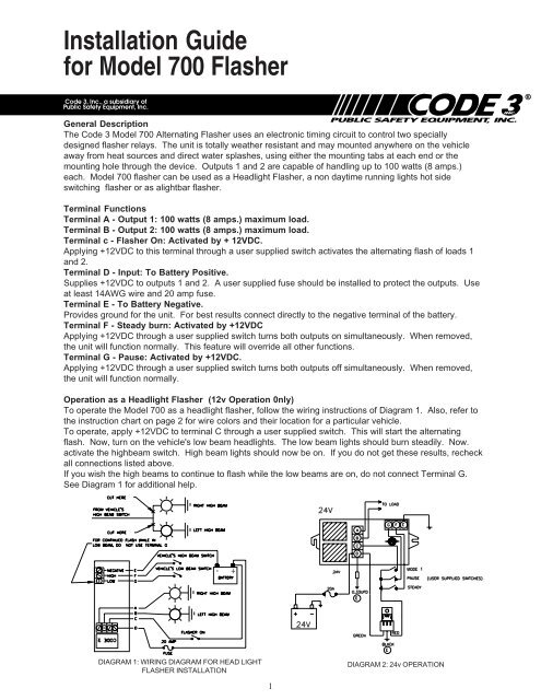 Installation Guide for Model 700 Flasher - Code 3 Public Safety ...