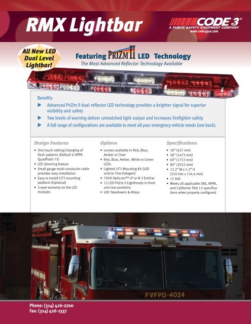 RMX Lightbar Sell Sheet - Code 3 Public Safety Equipment