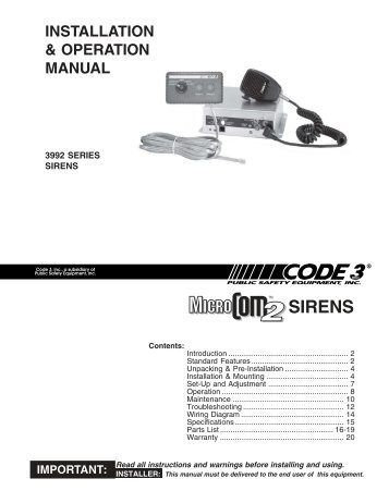MicroCom 2 Siren Install Guide - Code 3 Public Safety Equipment