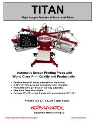 Automatic Screen Printing Press with World Class Print ... - Inks & More