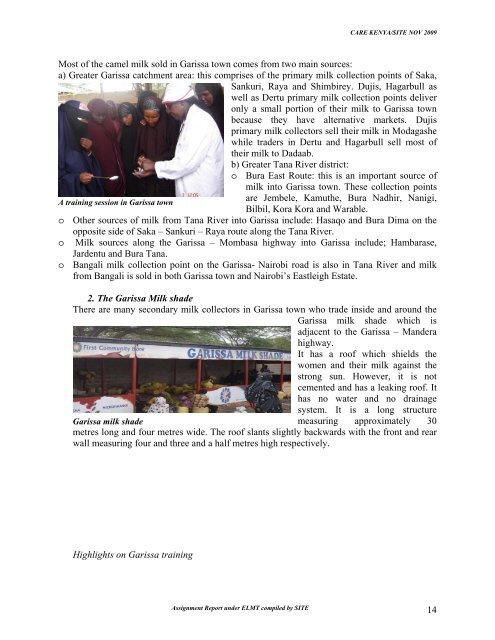 A Report on the Camel Milk Marketing Clusters in ... - ELMT Home