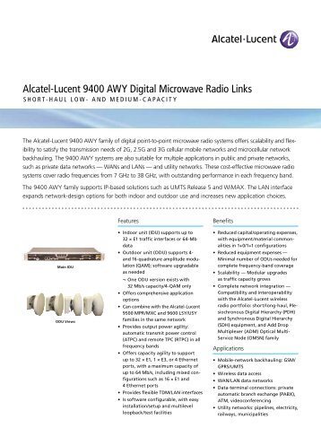 Alcatel-Lucent 9400 AWY Digital Microwave Radio Links