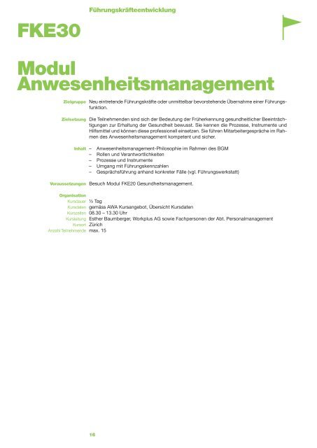 Detailliertes Kursangebot des AWA Zürich (PDF, 4 MB