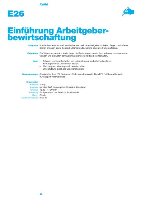 Detailliertes Kursangebot des AWA Zürich (PDF, 4 MB